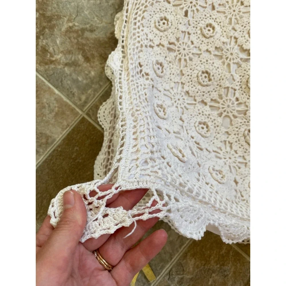 Crochet Lace Pillow Shams Set of 2 Floral Cotton 20x26 Romantic Boho Cottagecore